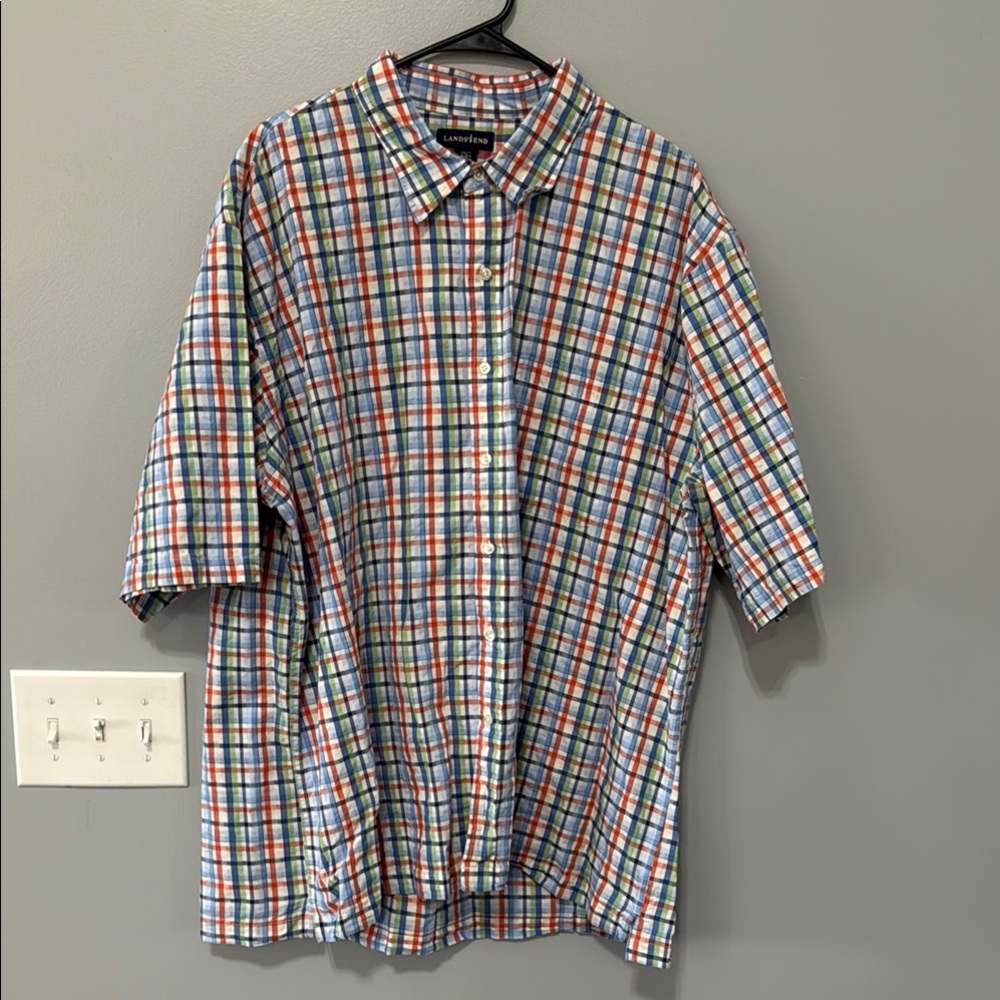 Lands' End Multicolor Plaid Men's Shirt
